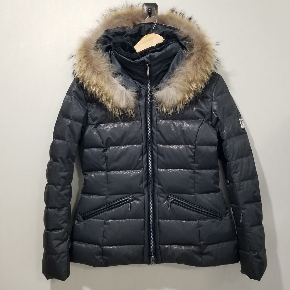 Descente Womens 10 Down Jacket D5-9303 Black Bronze Shimmer Fur Hood HEAT NAVI - Picture 15 of 15